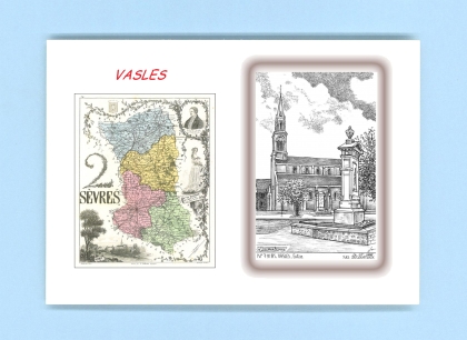 Cartes Postales impression Noir avec dpartement sur la ville de VASLES Titre : eglise