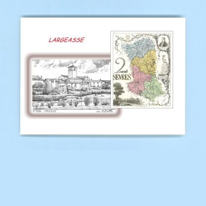 Cartes Postales impression Noir avec dpartement sur la ville de LARGEASSE Titre : vue