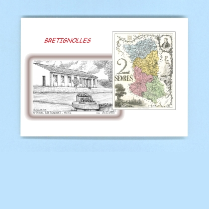 Cartes Postales impression Noir avec dpartement sur la ville de BRETIGNOLLES Titre : mairie