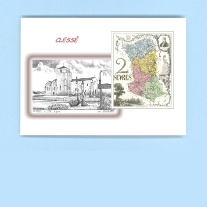 Cartes Postales impression Noir avec dpartement sur la ville de CLESSE Titre : eglise