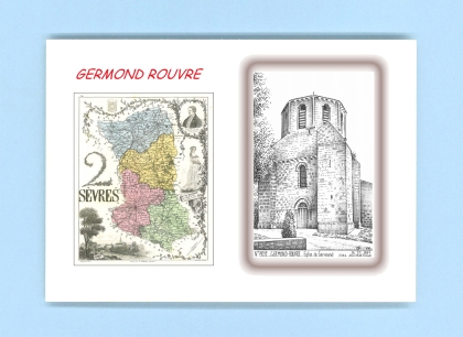 Cartes Postales impression Noir avec dpartement sur la ville de GERMOND ROUVRE Titre : eglise de germond