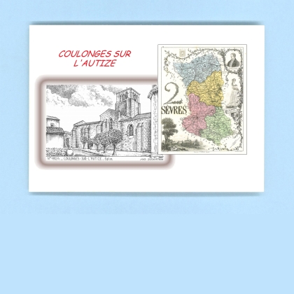 Cartes Postales impression Noir avec dpartement sur la ville de COULONGES SUR L AUTIZE Titre : eglise