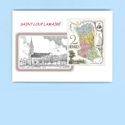 Cartes Postales impression Noir avec dpartement sur la ville de ST LOUP LAMAIRE Titre : eglise