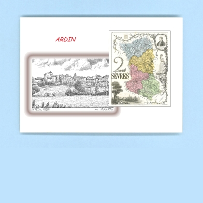 Cartes Postales impression Noir avec dpartement sur la ville de ARDIN Titre : vue