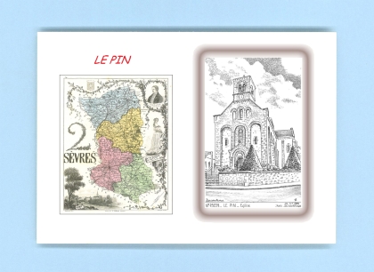 Cartes Postales impression Noir avec dpartement sur la ville de LE PIN Titre : eglise