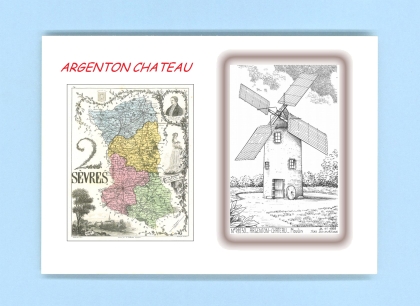 Cartes Postales impression Noir avec dpartement sur la ville de ARGENTON CHATEAU Titre : moulin