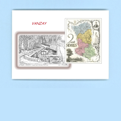 Cartes Postales impression Noir avec dpartement sur la ville de VANZAY Titre : lavoir de la gde fontaine