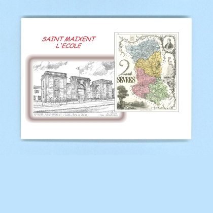 Cartes Postales impression Noir avec dpartement sur la ville de ST MAIXENT L ECOLE Titre : porte de chalon