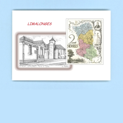 Cartes Postales impression Noir avec dpartement sur la ville de LIMALONGES Titre : mairie et eglise