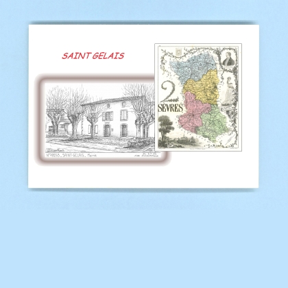Cartes Postales impression Noir avec dpartement sur la ville de ST GELAIS Titre : mairie