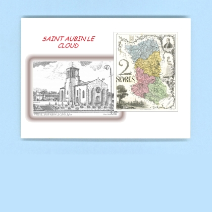 Cartes Postales impression Noir avec dpartement sur la ville de ST AUBIN LE CLOUD Titre : eglise