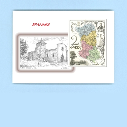 Cartes Postales impression Noir avec dpartement sur la ville de EPANNES Titre : eglise
