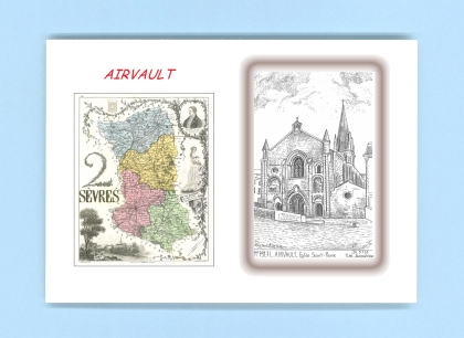Cartes Postales impression Noir avec dpartement sur la ville de AIRVAULT Titre : eglise st pierre