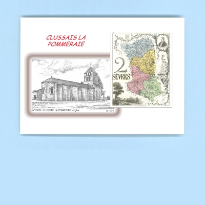 Cartes Postales impression Noir avec dpartement sur la ville de CLUSSAIS LA POMMERAIE Titre : eglise