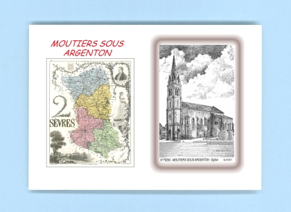 Cartes Postales impression Noir avec dpartement sur la ville de MOUTIERS SOUS ARGENTON Titre : eglise