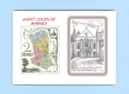 Cartes Postales impression Noir avec dpartement sur la ville de ST JOUIN DE MARNES Titre : eglise
