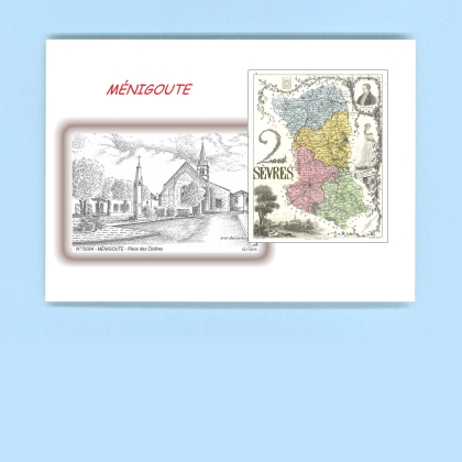 Cartes Postales impression Noir avec dpartement sur la ville de MENIGOUTE Titre : place des cloitres