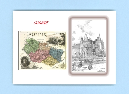 Cartes Postales impression Noir avec dpartement sur la ville de CORBIE Titre : chateau
