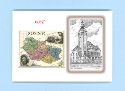 Cartes Postales impression Noir avec dpartement sur la ville de ROYE Titre : hotel de ville