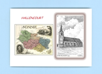 Cartes Postales impression Noir avec dpartement sur la ville de HALLENCOURT Titre : eglise