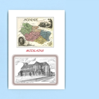 Cartes Postales impression Noir avec dpartement sur la ville de MOISLAINS Titre : eglise saint pierre