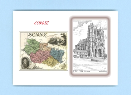 Cartes Postales impression Noir avec dpartement sur la ville de CORBIE Titre : abbatiale