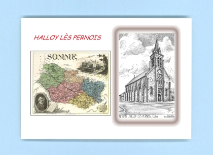 Cartes Postales impression Noir avec dpartement sur la ville de HALLOY LES PERNOIS Titre : eglise