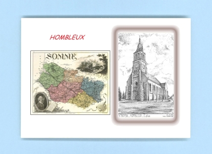 Cartes Postales impression Noir avec dpartement sur la ville de HOMBLEUX Titre : eglise