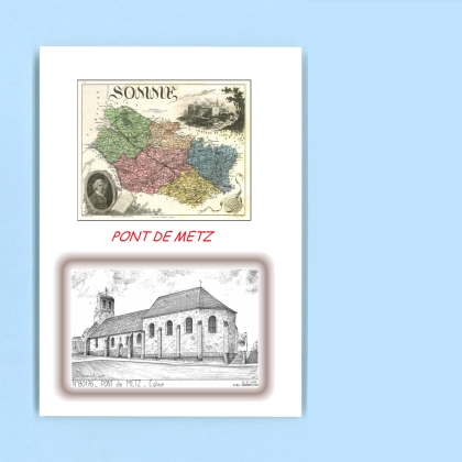 Cartes Postales impression Noir avec dpartement sur la ville de PONT DE METZ Titre : eglise