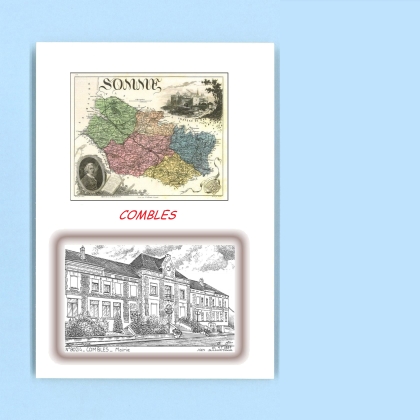 Cartes Postales impression Noir avec dpartement sur la ville de COMBLES Titre : mairie