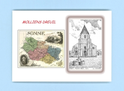 Cartes Postales impression Noir avec dpartement sur la ville de MOLLIENS DREUIL Titre : eglise
