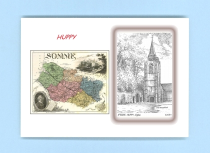 Cartes Postales impression Noir avec dpartement sur la ville de HUPPY Titre : eglise