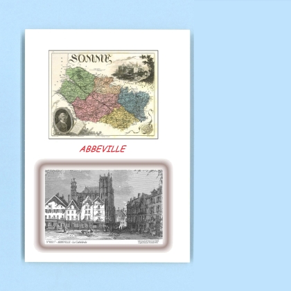 Cartes Postales impression Noir avec dpartement sur la ville de ABBEVILLE Titre : la cathedrale