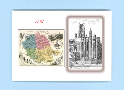 Cartes Postales impression Noir avec dpartement sur la ville de ALBI Titre : cathedrale fortifiee ste cecil
