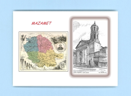 Cartes Postales impression Noir avec dpartement sur la ville de MAZAMET Titre : st sauveur