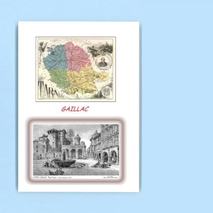 Cartes Postales impression Noir avec dpartement sur la ville de GAILLAC Titre : place thiers