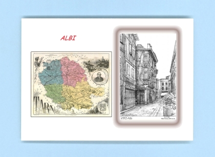 Cartes Postales impression Noir avec dpartement sur la ville de ALBI Titre : vue