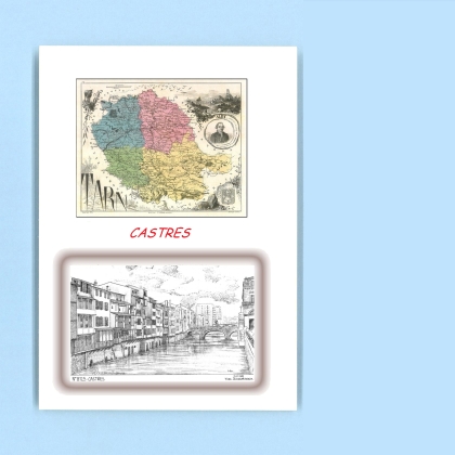 Cartes Postales impression Noir avec dpartement sur la ville de CASTRES Titre : vue
