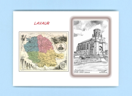Cartes Postales impression Noir avec dpartement sur la ville de LAVAUR Titre : cathedrale