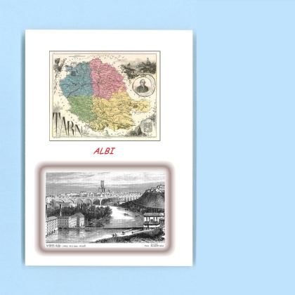 Cartes Postales impression Noir avec dpartement sur la ville de ALBI Titre : vue