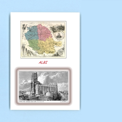 Cartes Postales impression Noir avec dpartement sur la ville de ALBI Titre : cathedrale ste cecile