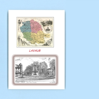 Cartes Postales impression Noir avec dpartement sur la ville de LAVAUR Titre : les trois graces