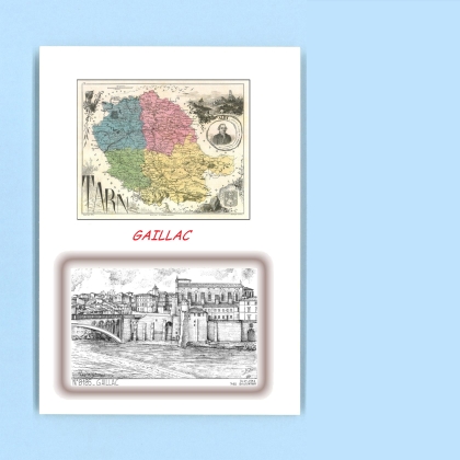 Cartes Postales impression Noir avec dpartement sur la ville de GAILLAC Titre : vue