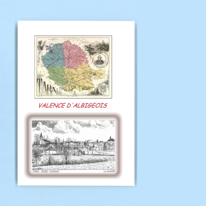 Cartes Postales impression Noir avec dpartement sur la ville de VALENCE D ALBIGEOIS Titre : vue
