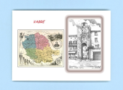 Cartes Postales impression Noir avec dpartement sur la ville de VABRE Titre : beffroi