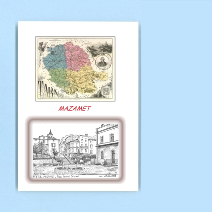 Cartes Postales impression Noir avec dpartement sur la ville de MAZAMET Titre : place laurent jalabert
