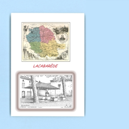 Cartes Postales impression Noir avec dpartement sur la ville de LACABAREDE Titre : lavoir