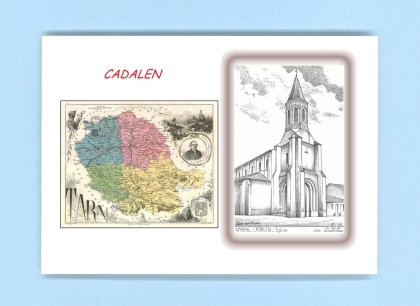 Cartes Postales impression Noir avec dpartement sur la ville de CADALEN Titre : eglise