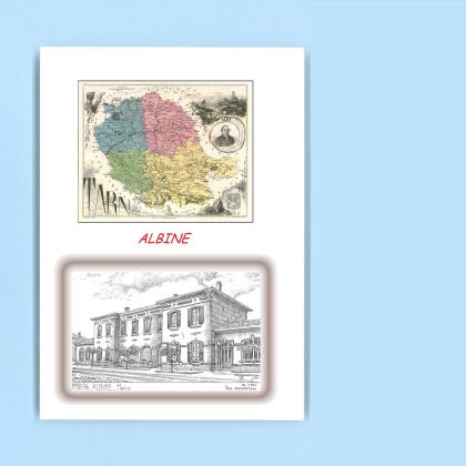 Cartes Postales impression Noir avec dpartement sur la ville de ALBINE Titre : mairie