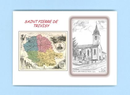 Cartes Postales impression Noir avec dpartement sur la ville de ST PIERRE DE TRIVISY Titre : eglise